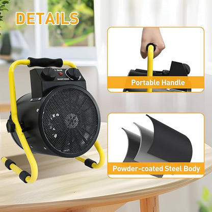 Portable Greenhouse Heater with Digital Thermostat, Overheat Protection, 1500W Radiant Electric Heater for Indoor & Outdoor Use, Garage, Grow Tent, RV, IPX4 Water Resistant, 1 Piece, Black