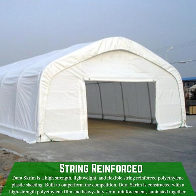Farm Plastic Supply - String Reinforced 4 Year UV Resistant 10 mil White Greenhouse Plastic Sheeting - 4 Year UV Resistant Polyethylene Greenhouse Film, Hoop House Green House Cover (16' x 120')