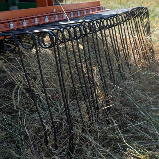 Titan Attachments 3 Point 5 FT Pine Straw Needle Rake, Category 1 Tractors, Coil Spring Tines, Drag-Behind Landscape Rake