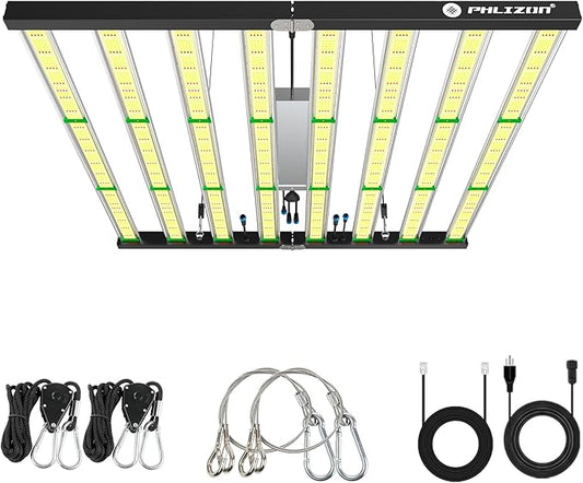 Phlizon FD9600 1000W Plant Led Grow Light for 4x4 5x5 6x6 7x7ft Indoor Commercial Plants Daisy Chain Dimmable Grow Light Brand Driver Foldable Full Spectrum UV IR Growing Lamps (FD9600)