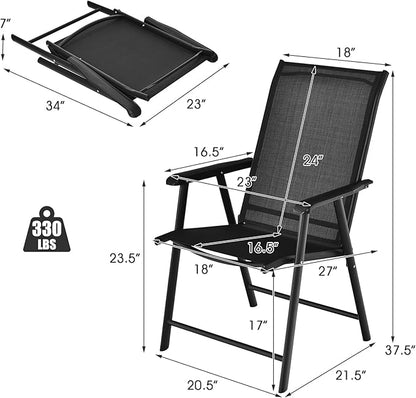 S AFSTAR Patio Chairs Set of 4, Outdoor Folding Dining Chairs with Armrests, Foldable Porch Chairs for Lawn Deck Backyard, Folding Chairs for Adults (Black)