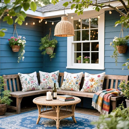 Cirzone Waterproof Outdoor Pillow Covers 18x18 Inch Set of 4 Summer Spring Floral Throw Pillow Covers Spring Outdoor Decor for Patio Furniture Garden Sofa