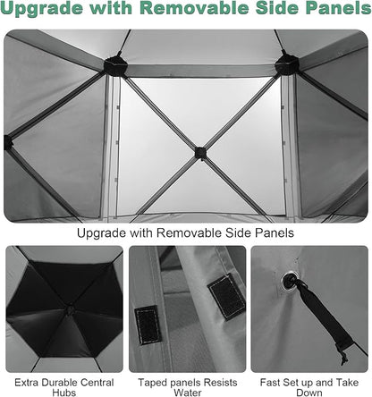 COBIZI 12x12ft Pop up Gazebo on Clearance Screen Canopy Tent for Camping, Camping Outdoor Screened Gazebo with Sidewalls, Portable Hub with Carrying Bag and Ground Stakes, Grey(Upgraded 2.0)