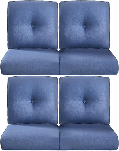 Pop 22x25/22x24 Outdoor Chair Cushions Set of 4 - Heavy Duty High Back Replacement Zippered Cushion for Patio Furniture Dining Rocking Chairs Loveseat L-Shape Sofa - Navy Blue/Button