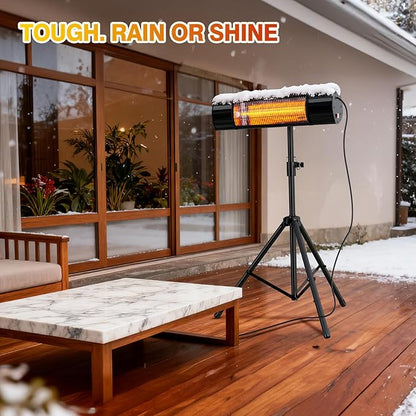 Outdoot Electric Heater, Electric Patio Heater for Outdoor/Indoor Use, Wall Mounted Or Tripod Infrared Garage Heater, 1500W, Remote Control, Black