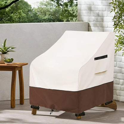 Adirondack Chair Covers 2 Pack,Waterproof Heavy Duty Patio Furniture Cover for Outdoor Chair Size 32 W x 35 D x 36 H inches,Beige & Brown