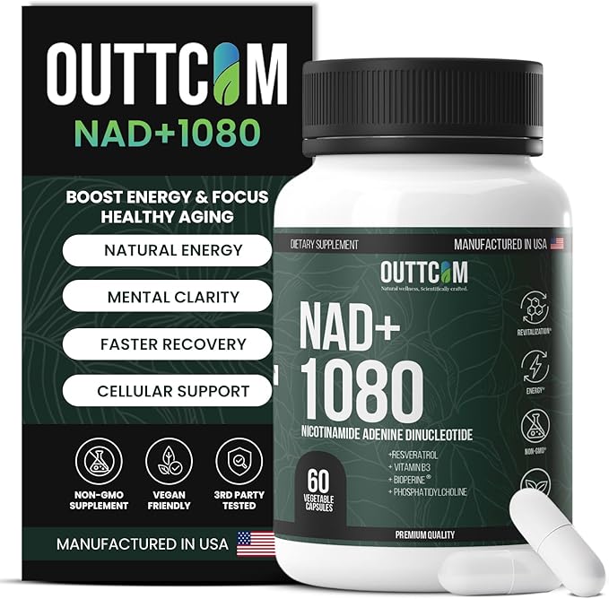 NAD+ Supplement w/ Resveratrol, B12, Phosphatidylcholine & Bioperine – 900mg NAD+ Capsule, 60 Vegan, Non-GMO, Gluten-Free Capsules – Cellular Energy, Bioavailability, Liposomal NAD+ & NMN Alternative