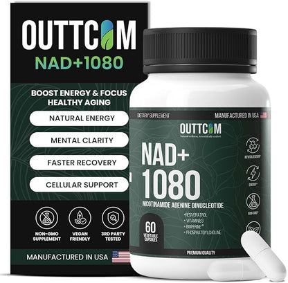 NAD+ Supplement w/ Resveratrol, B12, Phosphatidylcholine & Bioperine – 900mg NAD+ Capsule, 60 Vegan, Non-GMO, Gluten-Free Capsules – Cellular Energy, Bioavailability, Liposomal NAD+ & NMN Alternative