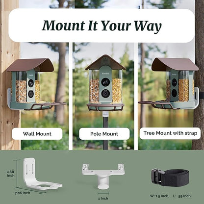 Beako™ Smart Bird Feeder with 4K Camera Lifetime Subscription Included, Solar Powered for Outdoors - Ultra HD Live Stream, AI identifies10,000+ Species, Real-Time Bird Notification, Easy Setup