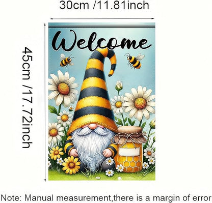 Welcome Spring Garden Flag Daisy Honey Garden Decoration 12x18 Double Sided Garden Outdoor House Spring Yard Flags for Outdoor Lawn and Patio Seasonal Farmhouse Flag