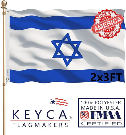 Israeli Flags 2x3 FT Made in The USA-Heavy Duty Vibrant Colors Double Sided Israeli National Flag Flag with 2 brass grommets for Home/Company/Indoor Outdoor Decoration