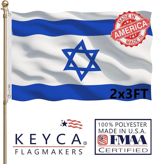 Israeli Flags 2x3 FT Made in The USA-Heavy Duty Vibrant Colors Double Sided Israeli National Flag Flag with 2 brass grommets for Home/Company/Indoor Outdoor Decoration