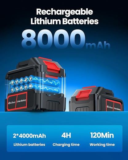 Cordless Pole Saw&6 inch Mini Chainsaw 2-IN-1,2PCS 4000mAh Rechargeable Batteries for Electric Tree Trimmer,Pole Saws with Extension Pole for Tree Trimming Wood Cutting,Ideal Gifts for Men Dad