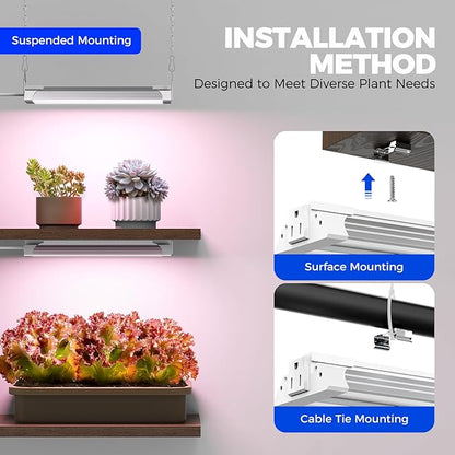 Barrina TX18 1FT Grow Light for Indoor Plants, 72W(4 x 18W, 360W Equivalent), High PPFD, Full Spectrum, Mechanical Timer, Grow Lights for Seed Starting, Vegetable with On/Off Switch, Linkable, 4 Packs