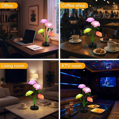 Solar Flowers Lights - Upgraded Outdoor Carnation Flowers Lights, 7-Color Changing & Waterproof Outdoor Solar Lights for Garden, Patio, Backyard,Party and Office (Carnation, 4)