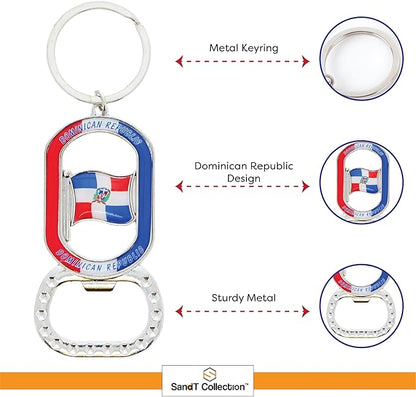 Dominican Republic Beer Bottle Opener Keychain - Oval Shape