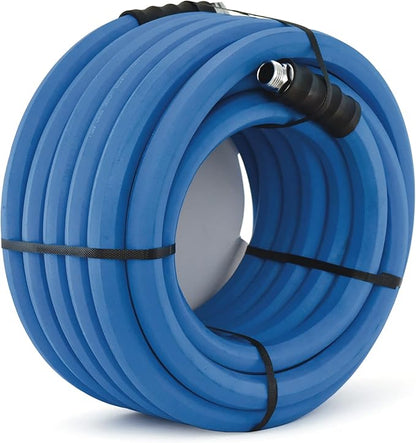 BluSeal Hot/Cold Water Rubber Garden Hose, 100% Rubber, Ultra-Light, Super Strong, 500 PSI, 50F to 190F Degrees, High Strength Polyester Braided (3/4" x 150)