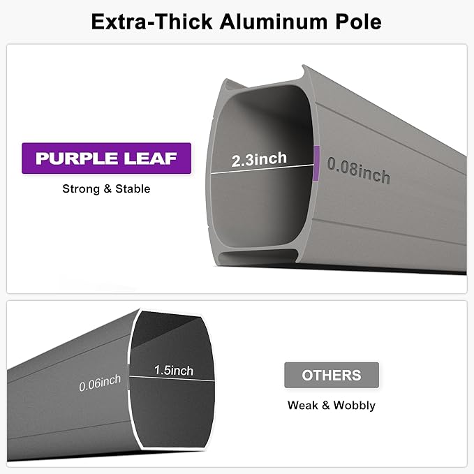 PURPLE LEAF 9' X 11.5' Patio Umbrella, Rectangle Outdoor Cantilever Umbrella, Aluminum Offset Umbrella with Champagne Frame and 360° Rotation for Pool Deck Garden, Light Grey