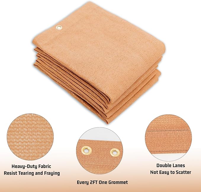 SUNNY GUARD Shade Cloth Custom Size 3x6 FT Sun Shade Screen Fabric Shade Cover Tarp with Grommets for Pergola Backyard Garden, Peach Fuzz(We Customized)