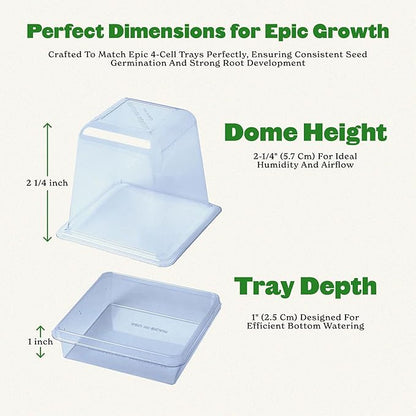 Epic Gardening Reusable Germination Domes & Trays - Easy Watering Seed Starting - Gardener Friendly Plant Trays for Seedlings | UV-Treated & BPA-Free (8)