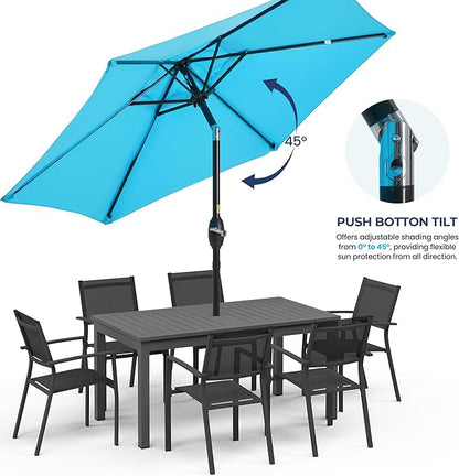 SUNVIVI OUTDOOR Outdoor Patio Umbrella, Patio Umbrella, Market Umbrella, Large Outdoor Umbrella, Metal Pole Umbrella with Push Button Tilt and Crank, Polyester Canopy