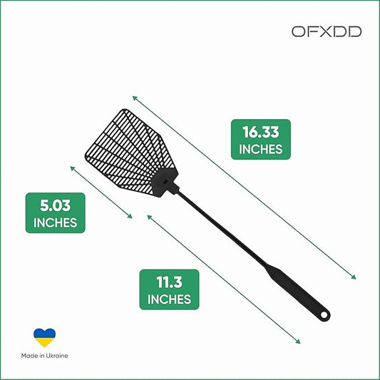 Rubber Fly Swatter, Long Fly Swatter Pack, Fly Swatter Heavy Duty (3 Pack) (Black)