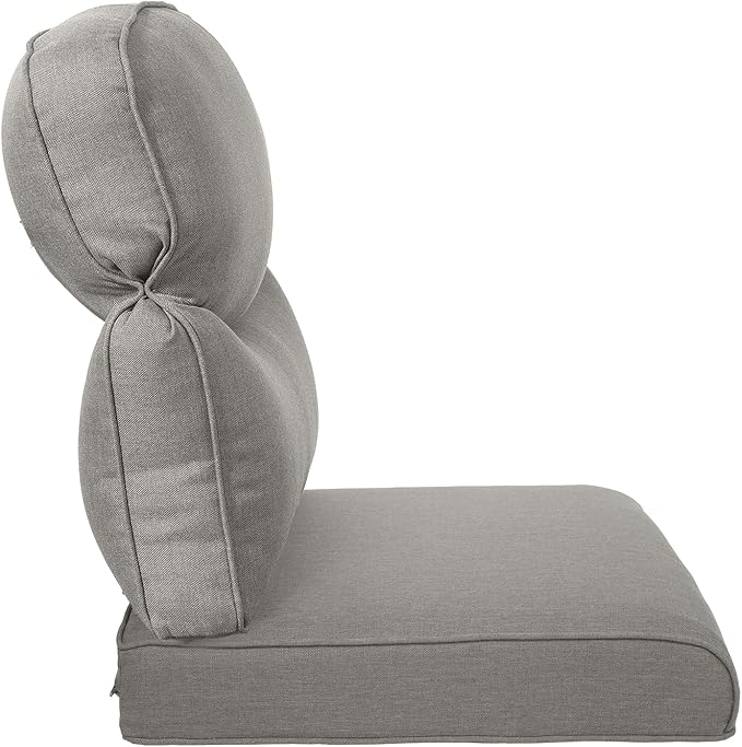 Pop 22x25/22x24 Outdoor Cushions for Patio 5 Piece Set - Set of 5 Water-Resistant Replacement Cushion for Wicker Rattan Rocking Swivel Chairs Loveseat Couch Sectional Sofa - Grey/Smile