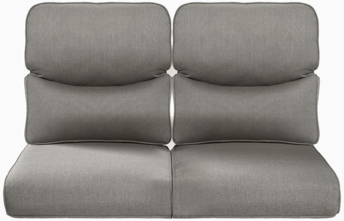 Pop 22x25/22x24 Outdoor Seat Cushions Set of 2 - Comfortable High Back Water-Resistant Patio Wicker Chairs Cushion for Dining Rocker Glider Loveseat Couch Sectional Sofa - Grey/Smile