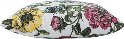 Water Resistant Outdoor Throw Pillows for Patio Furniture,18x18 Inch Decorative Pillows Set of 2 with Insert,Hidden Zipper Headrests for Sofa Couch Chair(Butterfly Flower)