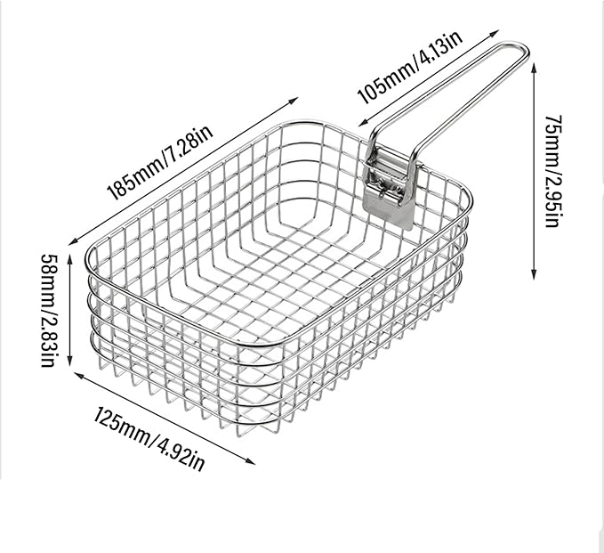 Outdoor Camping Fryers Stainless Steel Fry Basket Commercial Fryers Basket for Picnics and Cooking