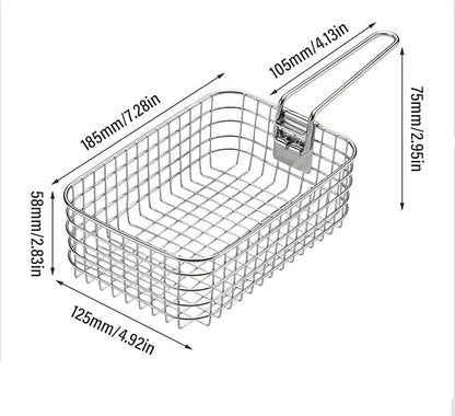 Outdoor Camping Fryers Stainless Steel Fry Basket Commercial Fryers Basket for Picnics and Cooking