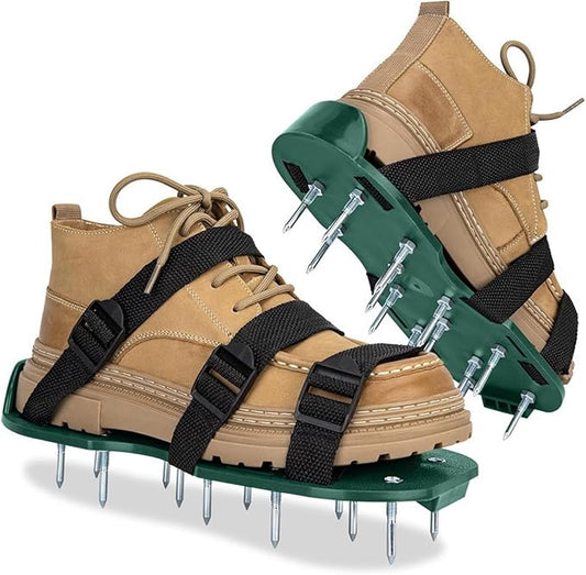 Aerator Shoes with Adjustable Strap,Heavy Duty Spikes for Grass Aerating Patio Garden,Fully Assembled Aerating Shoes for Yard Patio Lawn Garden