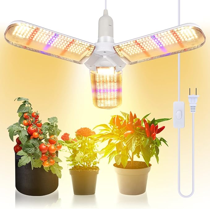 150W LED Grow Light Bulb 414 LEDs Sunlike Full Spectrum Foldable Plant Grow Light with Extension Hanging Pendant Light Cord Cable, Led Grow Lamp for Indoor Plants, Greenhouse, Hydroponic , E27 Base