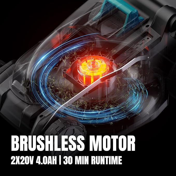 18" Cordless Self-Propelled Lawn Mower, Dual 20V Brushless Electric Push Mower with 6-Level Cutting Height, Includes 2×4.0Ah Batteries & Dual Charger