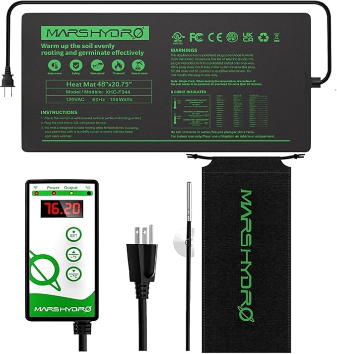 MARS HYDRO 48''x20.75'' Seedling Heat Mat with Thermostat Combo Set，Heating Pad for for Germination, Indoor Gardening, Greenhouse