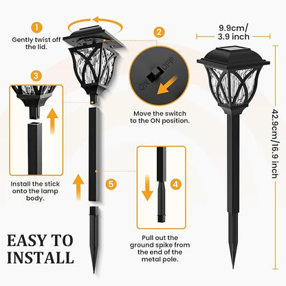 GIGALUMI Solar Lights Outdoor Waterproof, 8 Pack LED Solar Garden Lights, Outdoor Decorations, Garden Decor for Yard, Patio, Landscape, Planter, Walkway (Warm White)