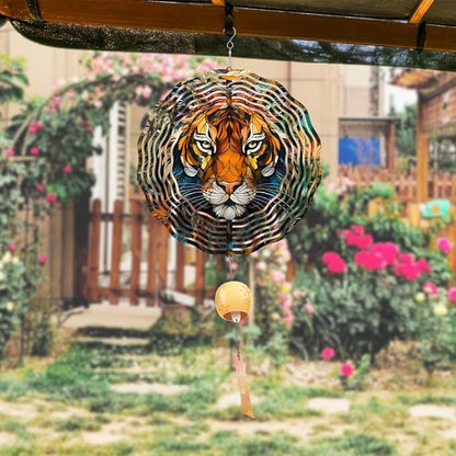 Metal Tiger Wind Spinner Gift for Boy Girl Kids Colorful Tiger Hanging Wind Spinner for Outdoor Garden Decor Animal Wind Sculptures for IndoorOutside Lawn Yard