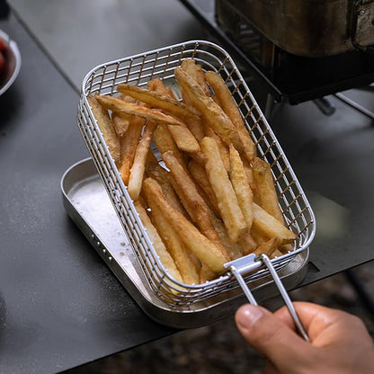Outdoor Camping Fryers Stainless Steel Fry Basket Commercial Fryers Basket for Picnics and Cooking
