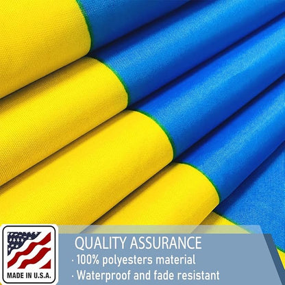 Ukraine Flag 3x5 FT Made in The USA-Heavy Duty Vibrant Colors Double Sided Ukrainian UKR Flag with 2 Brass Grommets for Home/Company/Indoor Outdoor Decoration