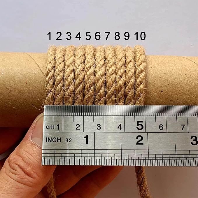 2-Pack Natural Jute Twine Rope, 5mm x 656ft Heavy Duty & Eco-Friendly - for Crafts, Gardening, Cat Scratching Post, Bundling & Hanging, 328Feet/Roll