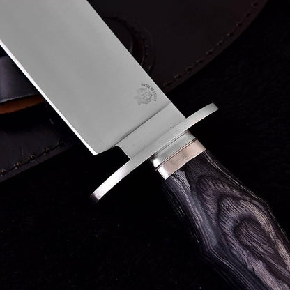 Survival Hunting Knife with Sheath, Handmade 15-inch Full Tang D2 Fixed Blade Tactical Bowie Knife for Camping, Outdoor, Bushcraft with Solid Engineered Wood Handle,Gift for BF/MEN (Grey)