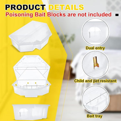 Qualirey 2 Pcs Rat Bait Station with Keys 13.58 x 8.98 x 3.35 Inch Rodent Station Rat Traps, Keeps Children and Pets Safe Indoor and Outdoor, Bait Not Included (Translucent)