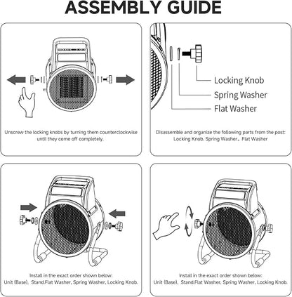 Greenhouse Heater with Remote, 1500W Outdoor Patio Heater with Digital Thermostat, Garage heater 24-Hour Timer for 3S Fast Heating, 3 Modes Adjustment, PTC Overheat Protection for Grow Ten