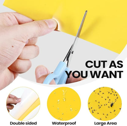 Qualirey 150 Pcs 6 x 8 Inch Sticky Traps for Gnats Dual Sided Fruit Fly Sticky Traps for Indoor and Outdoor Plant with Twist Ties and Plastic Holders for Flying Plant Insect, Fungus Gnats (Yellow)