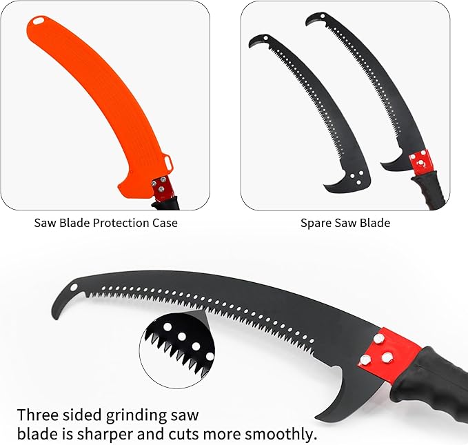 26 Feet Tree Pole Pruner Manual Branches Trimmer Extension Cut Tree Branch Garden Tools Loppers Hand Pole Saws (No Scissors Include)
