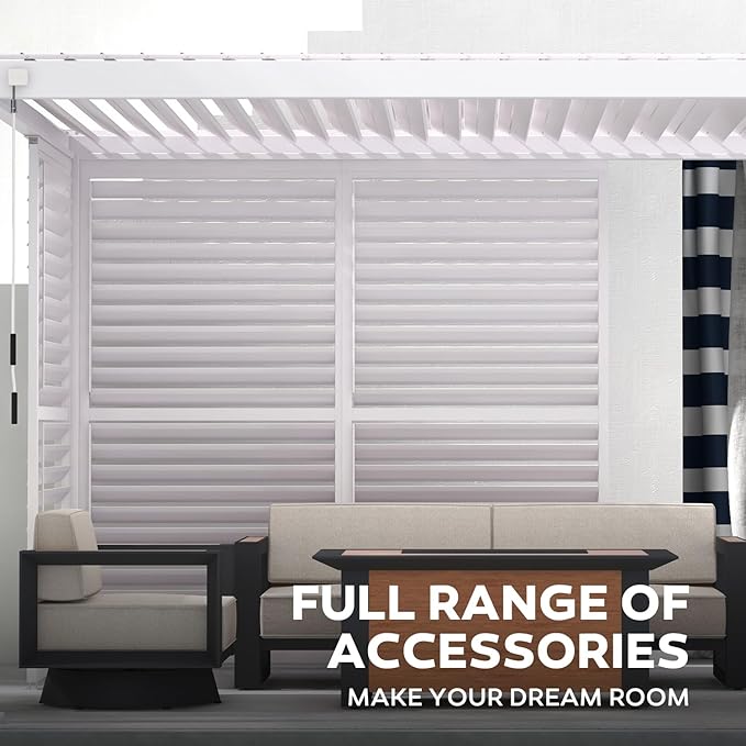 Mirador 111S Round Louvered Pergola Gazebo, 10Ft x 13Ft, Full Aluminum Frame, Adjustable Roof, Outdoor, Durable, White