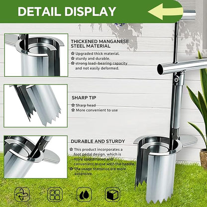 Bulb Planter Tool,new Stainless Steel plant seedling transplanter,Equipped with a foot pedal garden transplanter tool. Including plant support rods and twist ties,use for flowers fruit tree seedlings