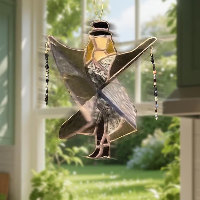 Dancing Lady Stained Glass Spinner, Stained Glass Suncatcher Decor, Decorative Wind Spinner for Window, Garden, Porch, Home Decoration (2PCS)