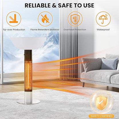 R.W.FLAME 1500W Outdoor Patio Heater, Electric Infrared Heater, Rapid Heating in 5s with LED Lights and Remote Control, IP55 Waterproof and Overheat Protection for Patio, Backyard Indoor and Outdoor