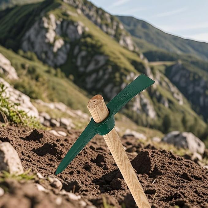 MANCHAP 2 PCS 17.7 Inch Garden Pickaxe Mattock, Small Garden Pick Axe Tool with Hardwood Handle for Gardening, Digging, Cultivating, Camping or Prospecting